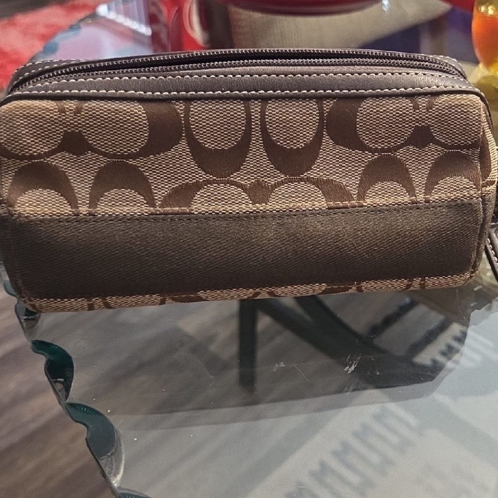 Coach Brown Signature Cosmetic Bag